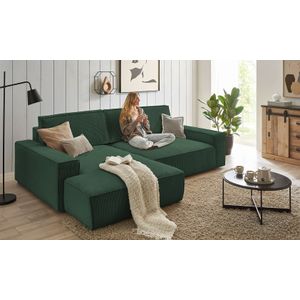 Home affaire Ecksofa »NEU: SHERWOODL XXL 284, Big-Sofa L-Form, tiefe Sitzfläche 95 cm, Cord,«, Leinenoptik, Recamiere rechts/links, auch als Schlafsofa stellbar