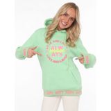 Zwillingsherz Sweatshirt, ""Always positive"" mit Kapuze und neonfarbenem Aufstick