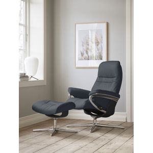 Stressless® Relaxsessel »Sunrise«, (Set, Relaxsessel mit Hocker), mit Hocker, mit Cross Base, Größe S, M & L, Holzakzent Schwarz