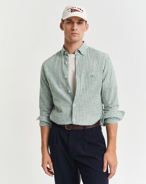 Gant Langarmhemd »REG COTTON LINEN STRIPE SHIRT«, leicht, luftig und atmungsaktiv
