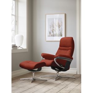Stressless® Relaxsessel »Sunrise«, (Set, Relaxsessel mit Hocker), mit Hocker, mit Cross Base, Größe S, M & L, Holzakzent Schwarz
