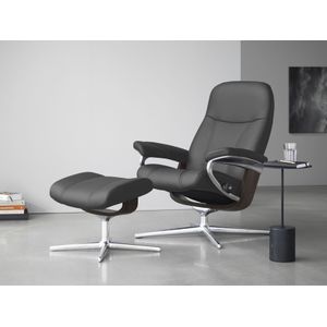 Stressless® Relaxsessel »Consul«, (Set, Relaxsessel mit Hocker), mit Hocker, mit Cross Base, Größe S, M & L, Holzakzent Wenge