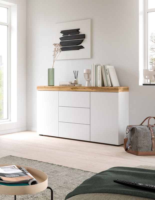 INOSIGN Sideboard »MAMBO, TOPSELLER!, Breite 125 cm, 2 Türen, 3 Schubkästen«, 2-farbig, Türen mit push to open, grifflose Fronten, Anrichte, Schrank