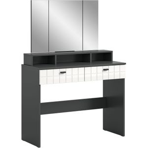 INOSIGN Schminktisch »GORA, Breite 100 cm, 2 Schubkästen, 1feste & 2 faltbare Spiegelflächen«, gefräste Front in Waffeloptik hochglanz, Frisiertisch, Spiegeltisch