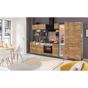 KOCHSTATION Küchenzeile »KS-Tulsa«, ohne E-Geräte, Breite 300 cm, schwarze Metallgriffe, MDF Fronten