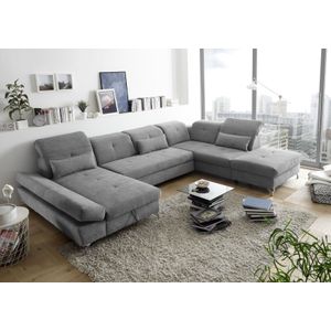 ED EXCITING DESIGN Wohnlandschaft »Melfi U-Form«, mit Bettfunktion, Bettkasten, Nierenkissen, frei im Raum stellbar