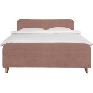 TOM TAILOR HOME Boxspringbett »NORDIC BOX«, mit Knopfheftung im Kopfteil und Fußteil, Füße in Buche natur