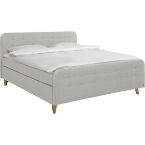 TOM TAILOR HOME Boxspringbett »NORDIC BOX«, mit Knopfheftung im Kopfteil und Fußteil, Füße in Buche natur