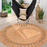 Paco Home Teppich »Viborg 597«, rund, 13 mm Höhe, handgefertigter Natur-Teppich, Jute, Modern, Boho, Ethno