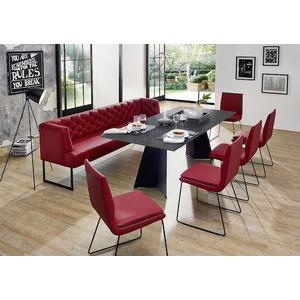 K+W Komfort & Wohnen Polsterbank »Creso«, im modernen Chesterfield-Look, mit schwarzen Kufenfüßen