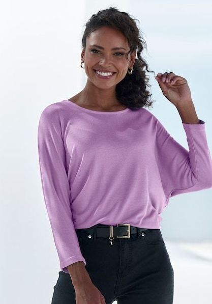 LASCANA 3/4-Arm-Shirt »mit Fledermausärmeln«, aus weicher Feinstrick- Qualität mit Viskose