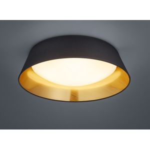 REALITY Leuchten LED Deckenleuchte »Ponts«, 1 flammig, Leuchtmittel LED-Board  LED fest integriert, schwarz goldfarbig, Stoffschirm und Acrylschirm, warmweiß 3000 Kelvin