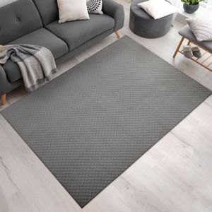 Paco Home Teppich »Rotterdam 591«, rechteckig, 4 mm Höhe, Kurzflor, Uni Farben, Rauten Muster, 3D Effekt, weich & kuschelig