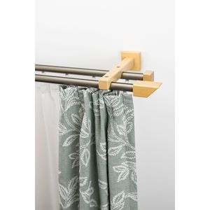 GARESA Gardinenschiene »Cubus, Quadros Innenlauf«, 2 läufig-läufig, Wunschmaßlänge, Innenlauf-Vorhanggarnitur, verlängerbar, Holz-Aluminium