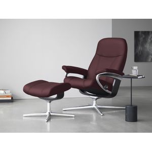 Stressless® Relaxsessel »Consul«, (Set, Relaxsessel mit Hocker), mit Hocker, mit Cross Base, Größe S, M & L, Holzakzent Schwarz