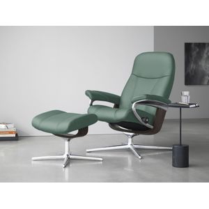 Stressless® Relaxsessel »Consul«, (Set, Relaxsessel mit Hocker), mit Hocker, mit Cross Base, Größe S, M & L, Holzakzent Wenge