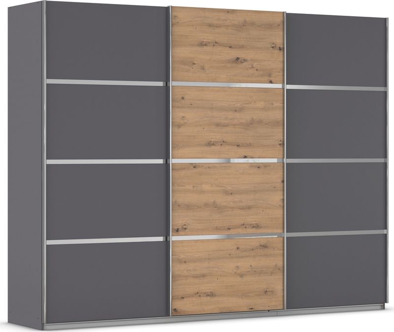rauch Kleiderschrank »Schwebetürenschrank OTTO´s Choice Garderobe Schrank TOP ANGEBOT Avola«, (in 3 verschiedenen Ausstattungen BASIC/CLASSIC/PREMIUM), mit eleganten Zierleisten in Chrom, Schwarz oder Weiß MADE IN GERMANY