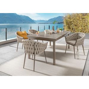 Destiny Garten-Essgruppe »MOLINO IMOLA«, (5 tlg., 4x Sessel, 1x Tisch, inkl. Auflagen), Aluminium, Polywood, Rope