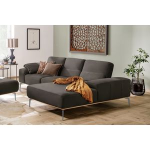 W.SCHILLIG Ecksofa »run, Designsofa mit tollem Sitzkomfort, bequem, L-Form«, mit elegantem Holzsockel, Füße in Silber matt, Breite 279 cm