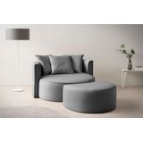 LeGer Home by Lena Gercke XXL-Sessel »Isalie, Rundsessel mit Hocker, Lesesessel, Loveseat, Big-Sessel«, (Set), trendige Stoffe, mit 3 Zierkissen, große Sitzfläche