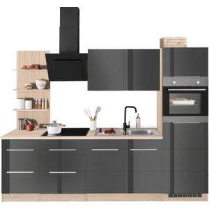 KOCHSTATION Küchenzeile »KS-Brindisi Breite 270 cm«, wahlweise mit E-Geräten und Induktion, mit MDF-Fronten und Regal