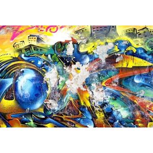 queence Acrylglasbild »Kunstwerk«, Abstrakt-Kunst-Gebäude-Graffiti, Fine Art-Print in Galeriequalität
