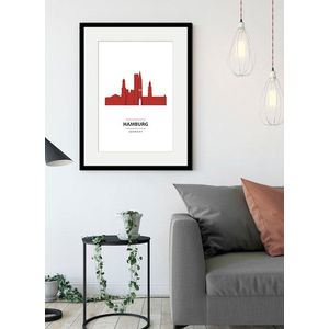 queence Bild »Hamburg Color Splash«, (1 St.), HD Premium Poster-Druck inkl. Holzrahmen