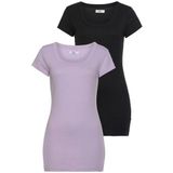 Flashlights T-Shirt, (Packung, 2er-Pack), figurbetonter Schnitt, unifarben, Rundhalsausschnitt