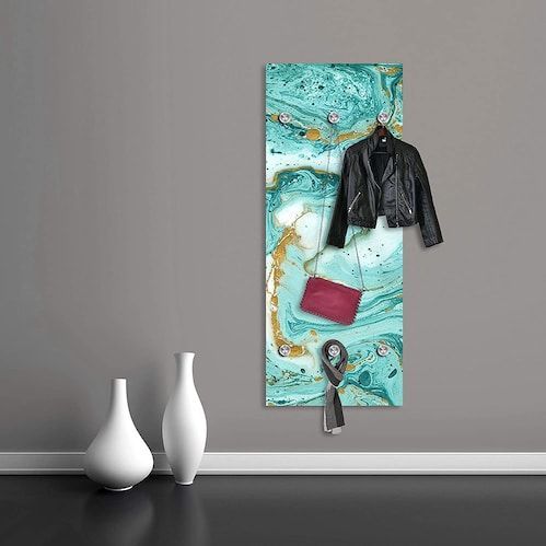 queence Garderobenleiste »Hardy«, Wand Garderobe, Marmor Optik, Gold, Glitzer, platzsparend