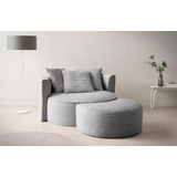 LeGer Home by Lena Gercke XXL-Sessel »Isalie, Rundsessel mit Hocker, Lesesessel, Loveseat, Big-Sessel«, (Set), trendige Stoffe, mit 3 Zierkissen, große Sitzfläche