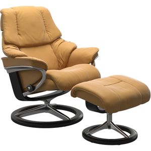 Stressless® Relaxsessel »Reno«, (Set, Relaxsessel mit Hocker), mit Hocker, mit Signature Base, Größe S, M & L, Gestell Schwarz