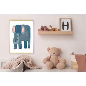 queence Bild mit Rahmen »Blauer Elefant«, Elefant-Elefanten-Elefanten Bilder-Tiere, (1 St.), HD Premium Posterdruck mit Echtholzrahmen