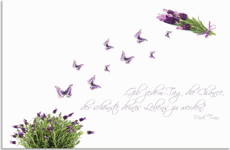 Artland Küchenrückwand »Lila Schmetterlinge an Lavendel«, (1 tlg.), Alu Spritzschutz mit Klebeband, einfache Montage