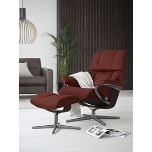 Stressless® Relaxsessel »Reno«, (Set, Relaxsessel mit Hocker), mit Hocker, mit Cross Base, Größe S, M & L, Holzakzent Braun