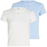 Tommy Jeans T-Shirt »TJW 2PACK SLIM ESSENTIAL RIB SS«, (Packung, 3 tlg., 2er-Pack), mit Logostickerei