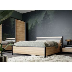 FORTE Bettgestell »High Rock, Belastbar bis 240 KG«, (Liegefläche 160 cm x 200 cm), Kopfteil inklusive Beleuchtung