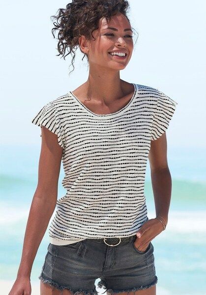 Vivance Rundhalsshirt »mit Flügelärmelchen«, aus leichter Feinstrickqualität