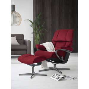 Stressless® Relaxsessel »Reno«, (Set, Relaxsessel mit Hocker), mit Hocker, mit Cross Base, Größe S, M & L, Holzakzent Schwarz