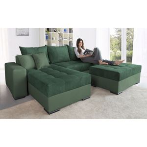 COLLECTION AB Ecksofa »Josy L-Form, Breite 214 cm, mit 3 großen Rückenkissen«, (Cord-/Mix), mit Bettfunktion und Bettkasten, Federkern