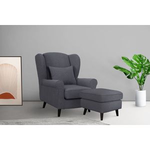 Home affaire Sessel »Ohrensessel CHISTELLE, wahlweise mit Polsterhocker«, mit Wellenunterfederung, Maße: B/T/H: 81/87/99 cm