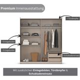 rauch Schwebetürenschrank »Kleiderschrank Garderobe TOPSELLER AURELIO mit 3 Ausstattungsvarianten«, 3 verschiedene Ausstattungsvarianten Griffe aus Metall MADE IN GERMANY