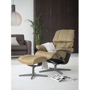 Stressless® Relaxsessel »Reno«, (Set, Relaxsessel mit Hocker), mit Hocker, mit Cross Base, Größe S, M & L, Holzakzent Schwarz