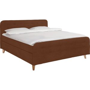 TOM TAILOR HOME Boxspringbett »NORDIC BOX«, mit Knopfheftung im Kopfteil und Fußteil, Füße in Buche natur