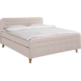 TOM TAILOR HOME Boxspringbett »NORDIC BOX«, mit Knopfheftung im Kopfteil und Fußteil, Füße in Buche natur