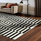 HANSE Home Wollteppich »Donna, schwarz-weiss«, rechteckig, 5 mm Höhe, Handgewebt, Wolle, Natur, Läufer, Wohnzimmer, Schlafzimmer, Streifen