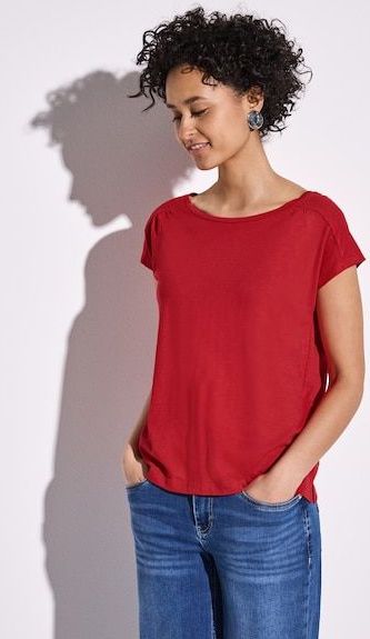 STREET ONE Shirttop, mit Raffung an der Schulter