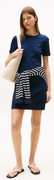 Tommy Hilfiger Shirtkleid »NEW CODY STR SLIM SHORT DRS SS«, mit allover Streifendessin, Logo-Flag