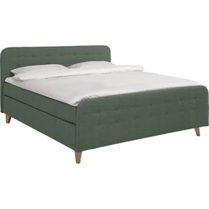TOM TAILOR HOME Boxspringbett »NORDIC BOX«, mit Knopfheftung im Kopfteil und Fußteil, Füße in Buche natur