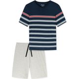Schiesser Shorty »""Casual Nightwear""«, (2 tlg.), Shirt mit V-Ausschnitt und platzierten Ringeln