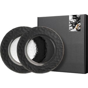 Eisch Germany Teller »KAYA BLACK«, (Set, 2 St.), Veredelung im Schiefer-Look, im Geschenkkarton, Ø 23 cm